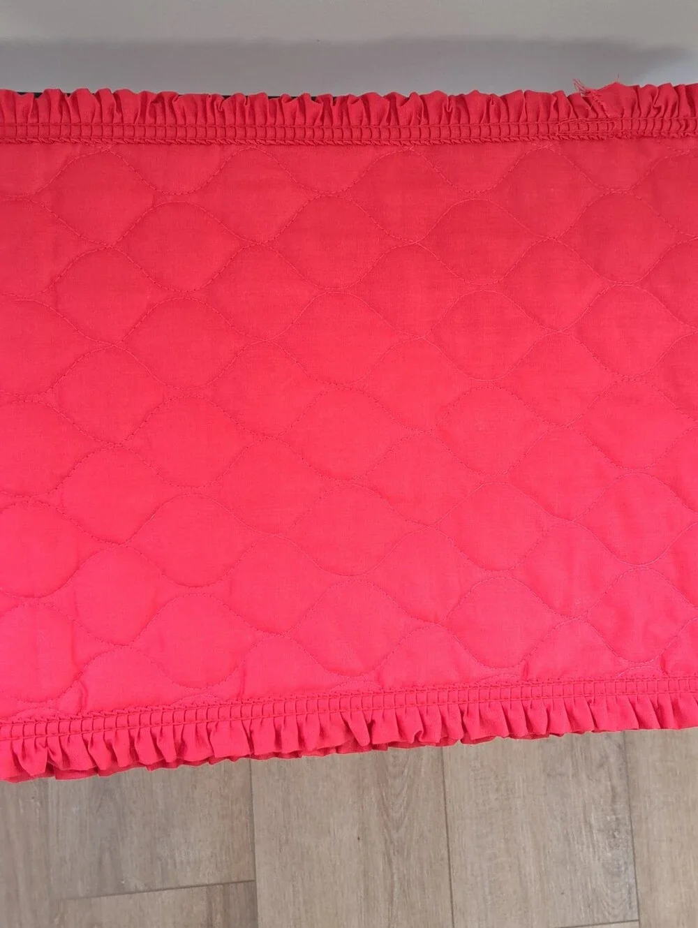 Vtg. Handmade Red Quilted Grannycore Christmas Cottagecore Retro Table Runner.